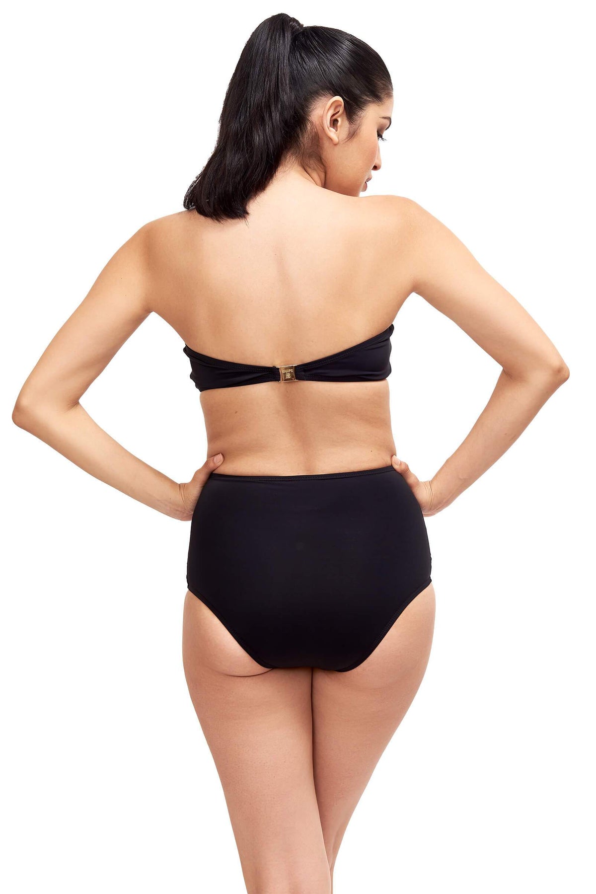 Back of Giovanna bandeau bikini top in black