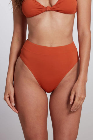 Olivia High Waist High Cut Bikini Bottom - Pumpkin