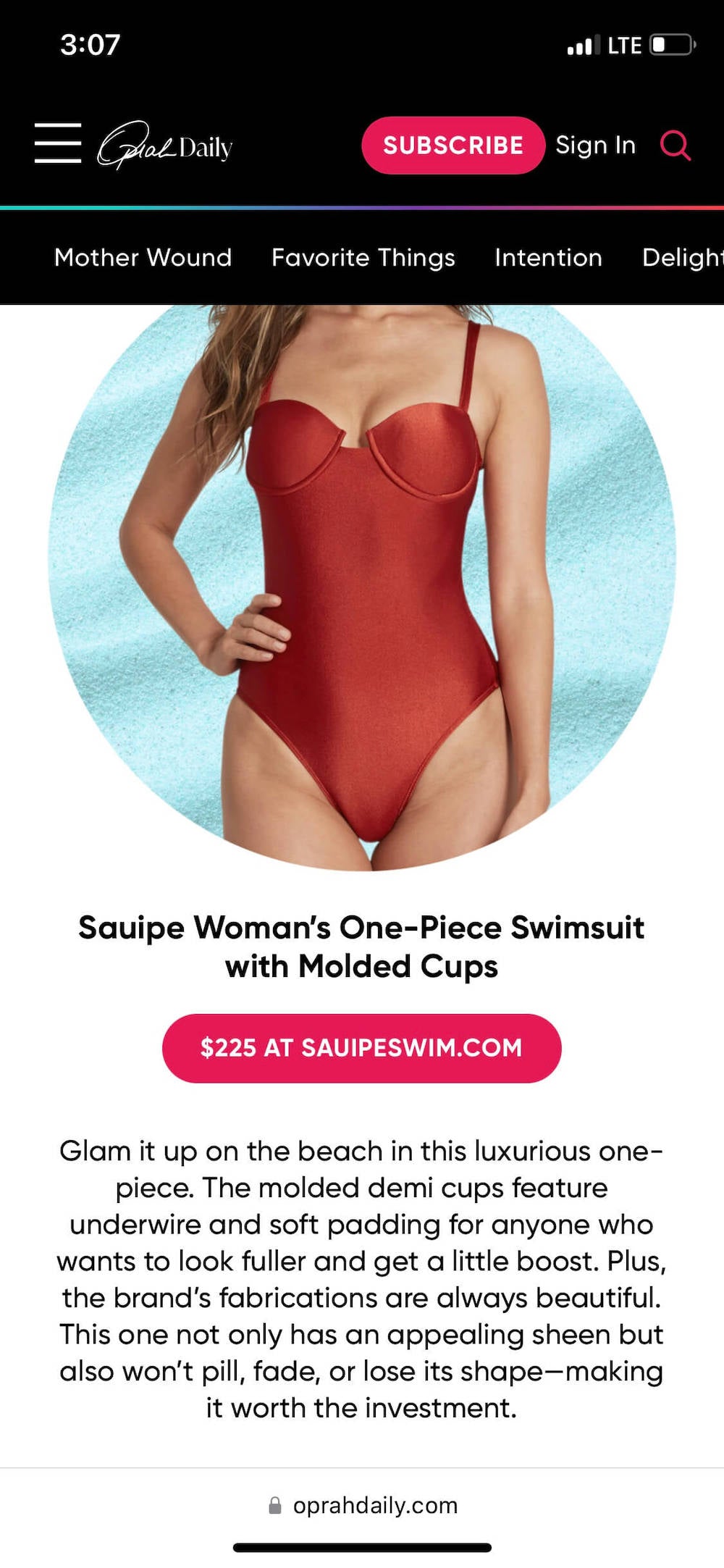 The Victoria swimsuit has been awarded the best one piece swimsuit for small bust by Oprah Daily.