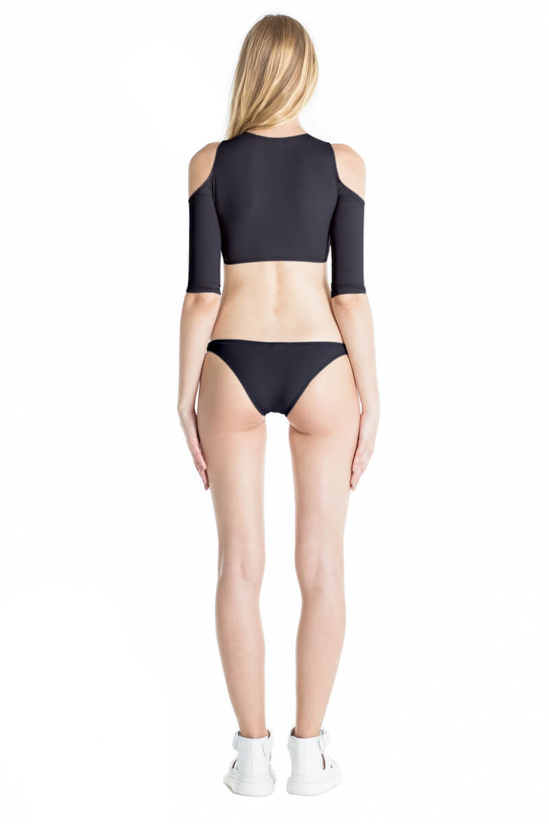 Back of Clara crop top bikini in black