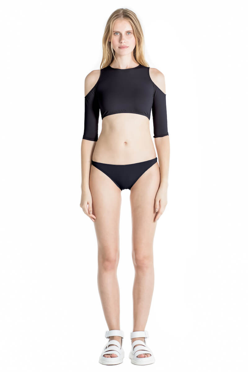Front of Clara crop top bikini in black
