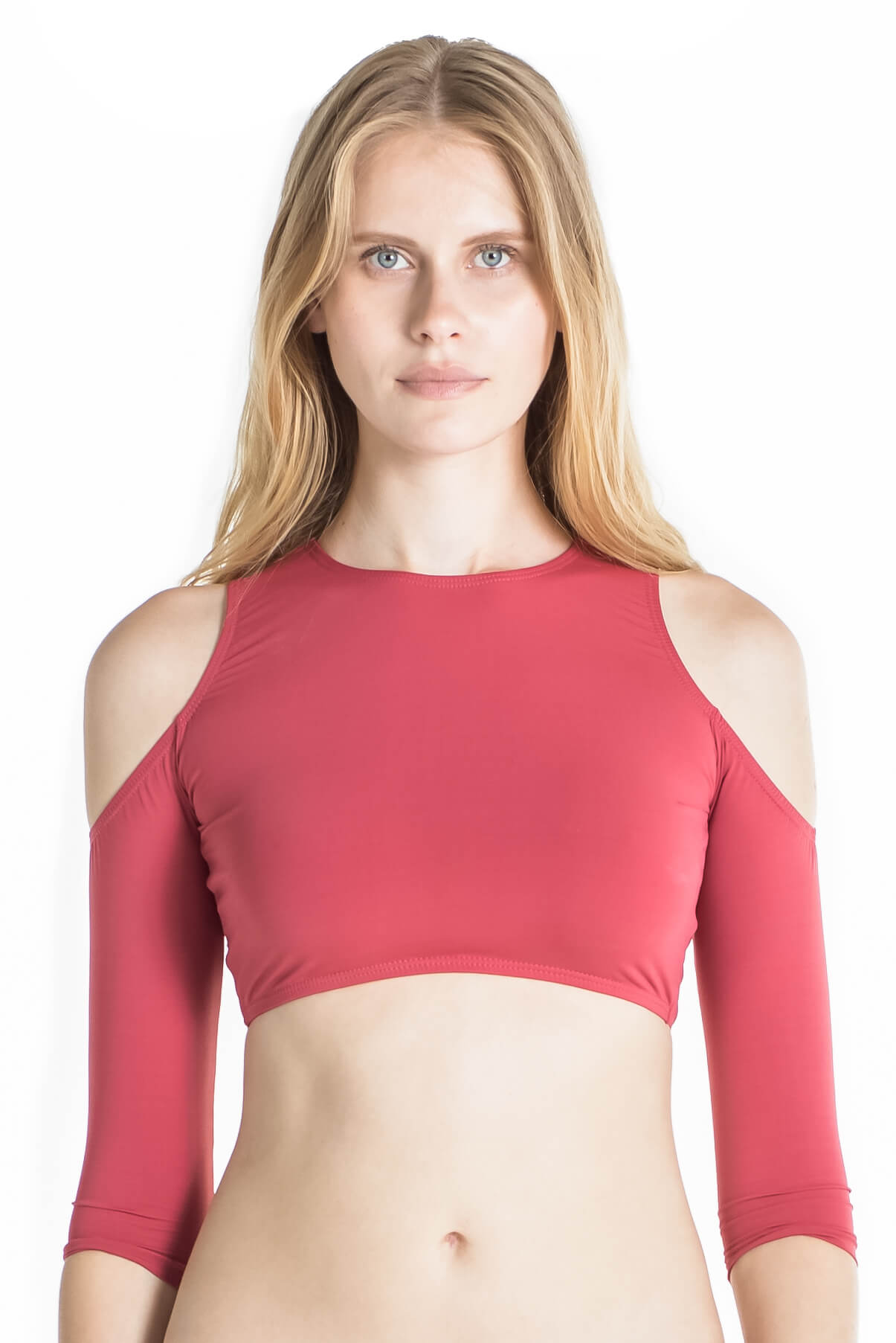 Clara long sleeve crop top bikini in Terracotta.