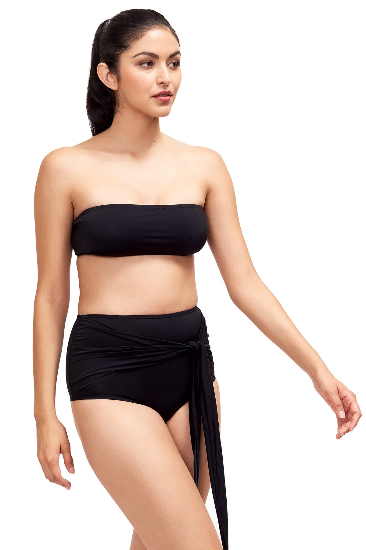 Front of Giovanna bandeau bikini top in black