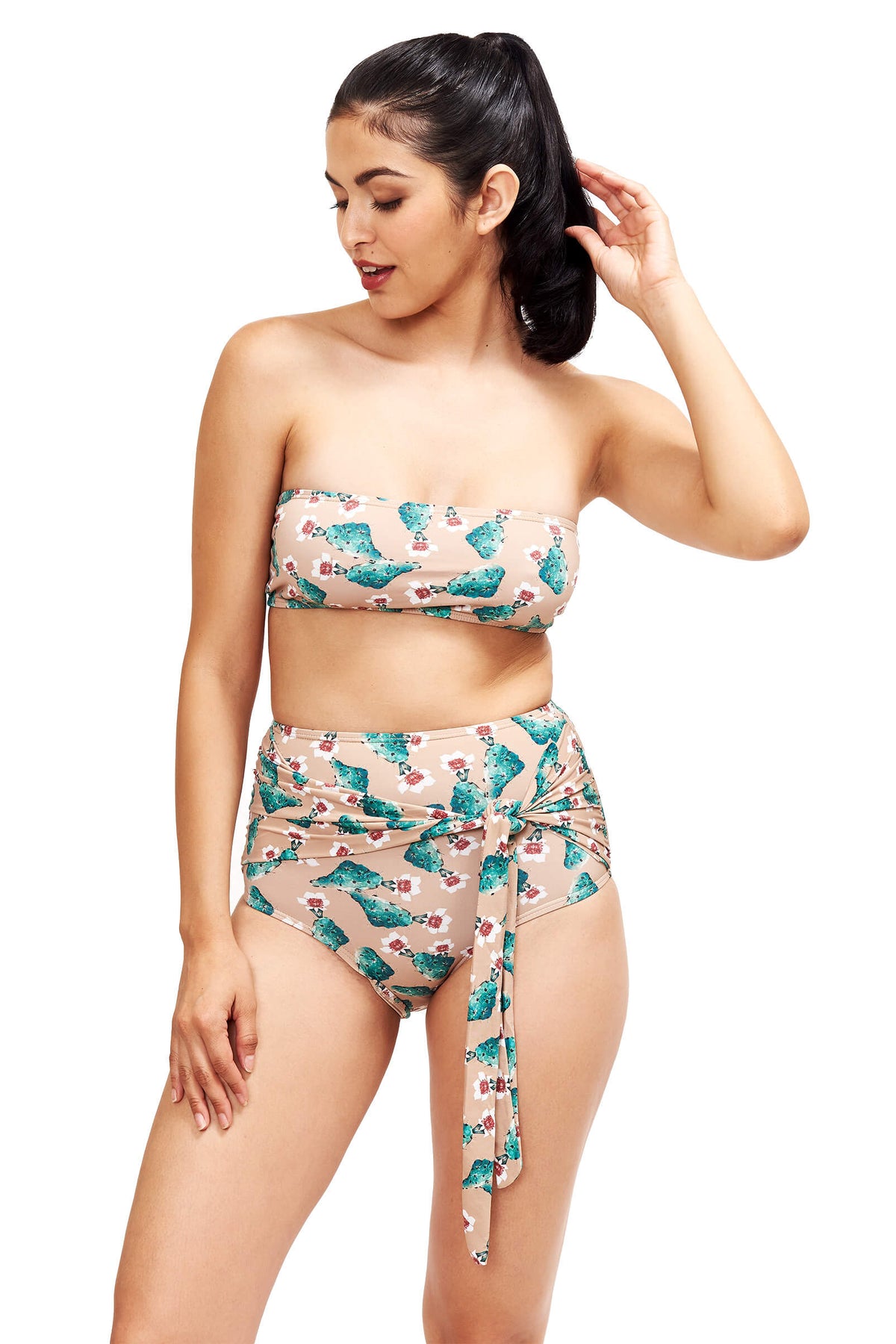 Front of Giovanna high waist swimsuit bottom in Cactus