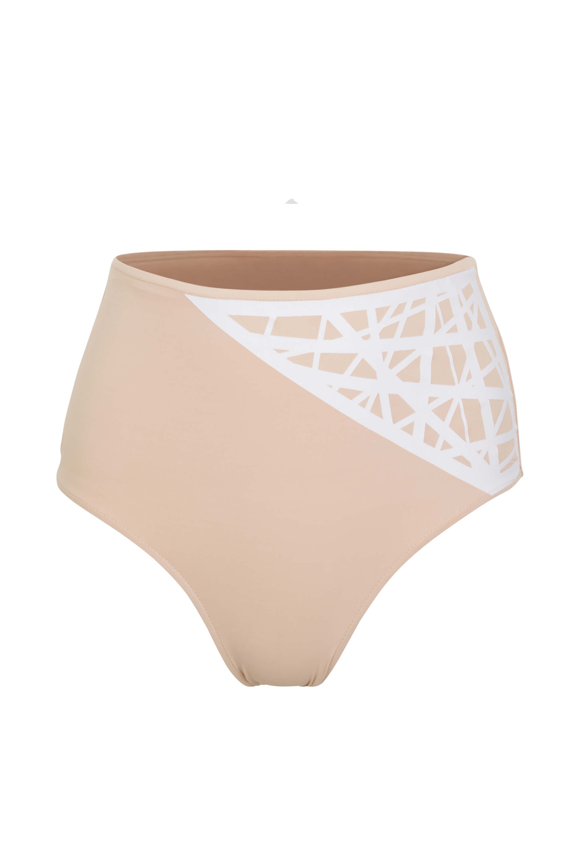 Lillian high waisted bikini bottom in camel with white laser details