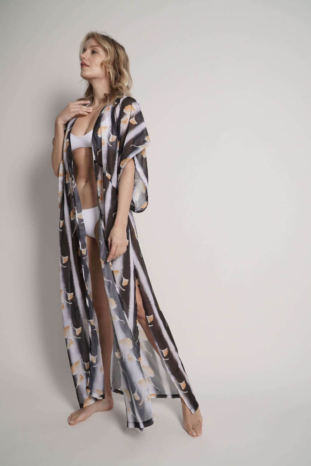 Long beach kaftan cover up in chiffon.