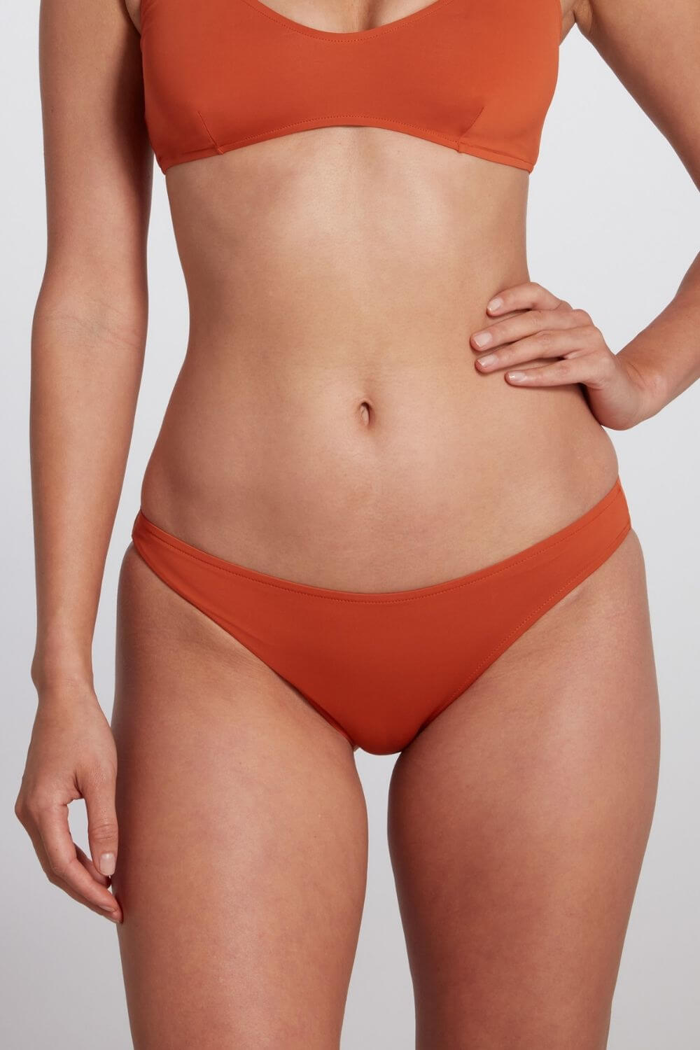 The Jenna classic brief bikini bottom in pumpkin.