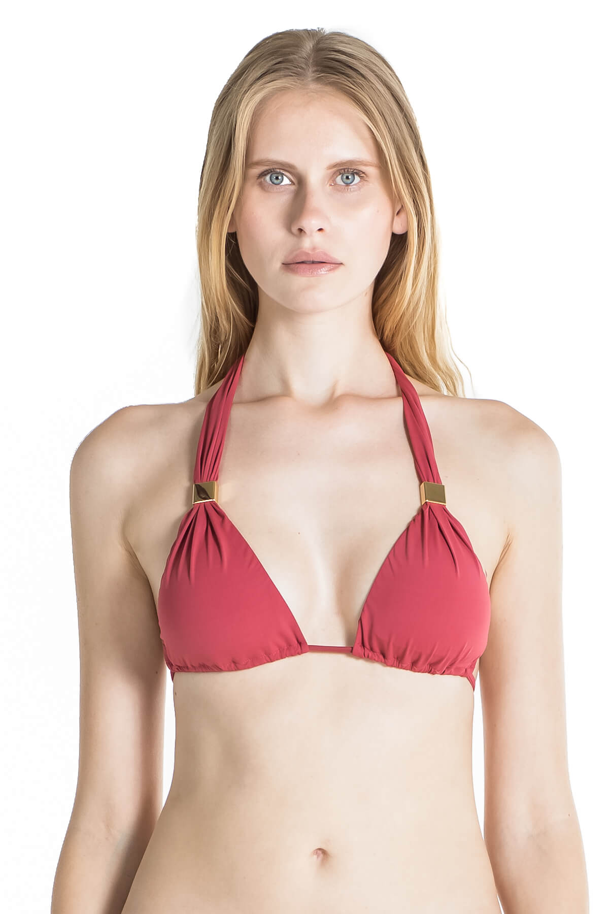 Nina halter bikini top in Terracotta
