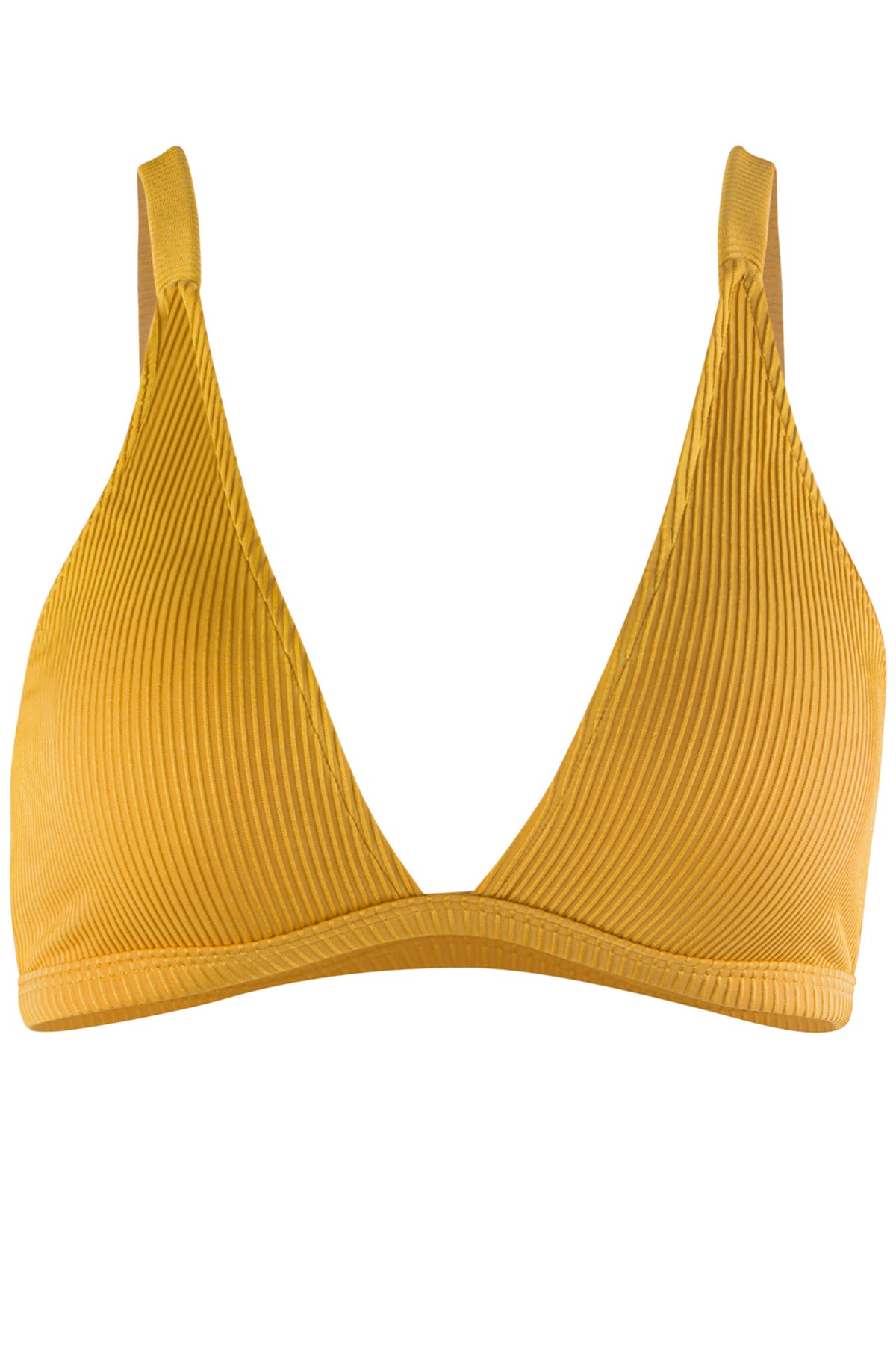 Rosie Halter Bikini Top in Ribbed Gold